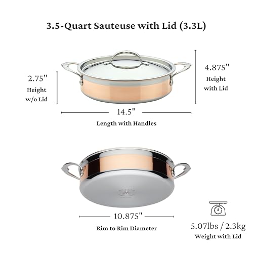 Image of Hestan - CopperBond Collection - 100% Pure Copper Sauteuse, Induction Cooktop Compatible, 3.5 Quart