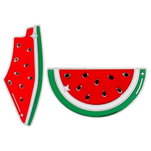 2Pcs Watermelon Enamel Pin, Watermelon Enamel Pin Palestine Brooch Pin Hawaiian Fruit Shaped Brooches Watermelon Badge Breastpin Jewelry for Summer Luau, Simple Accessories for Girls Women