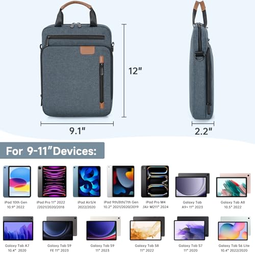 Image of 9-11 Inch Tablet Sleeve Bag, Padded Protective Travel Carrying Case for iPad A16 2025, iPad Air 11 inch M3 M2, iPad Pro M5 /M4 11 inch, iPad 10 /9 /8 /7th, Galaxy Tab A9+ /S9 /S8 11 inch