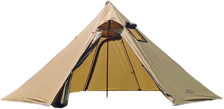 Waterproof 4 Season Chimney Pipe Window Hot Tent for Bushcraft, Brown
