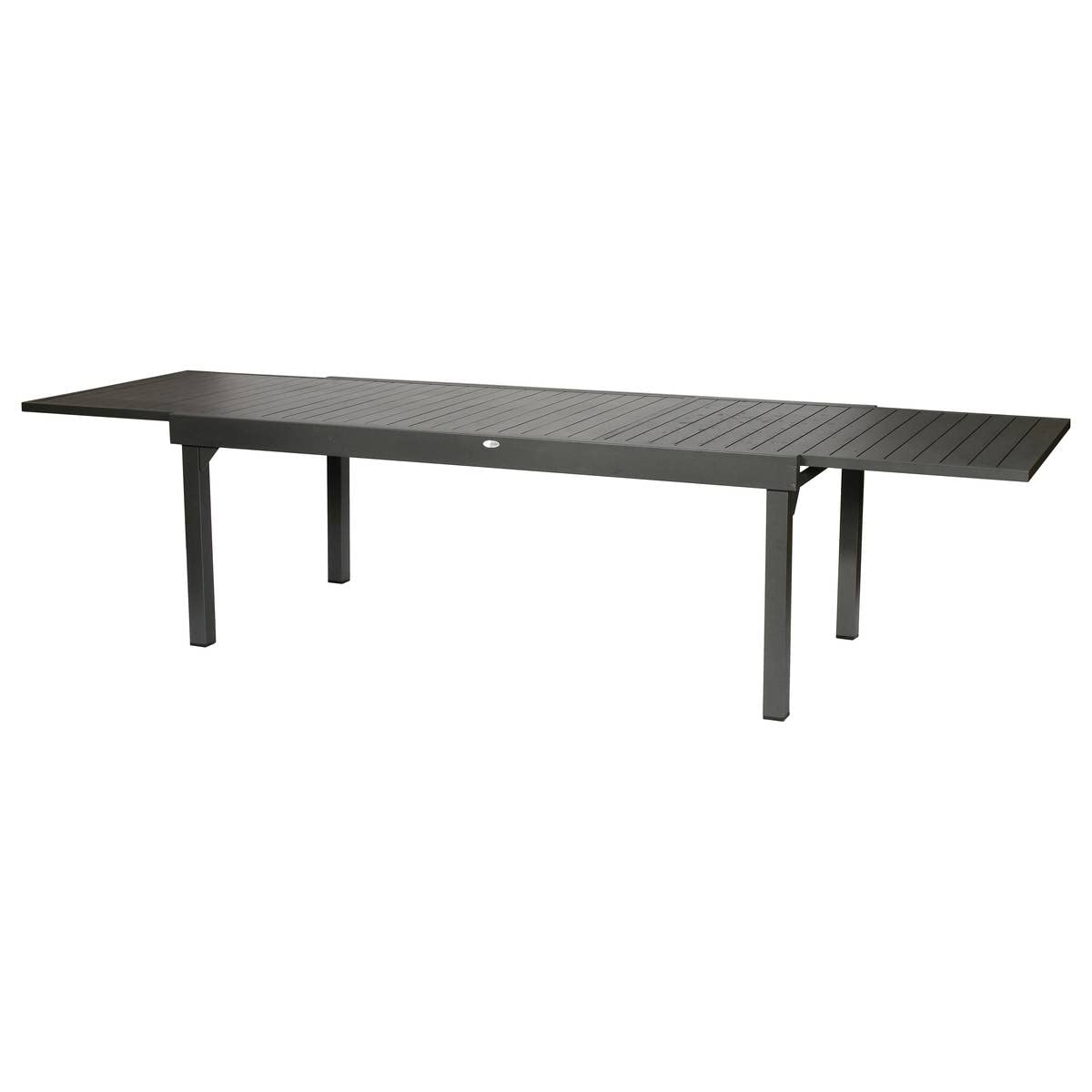 Hespéride - Tavolo da giardino allungabile Piazza, grigio grafite - 12 posti - Alluminio antiruggine - Mobili da esterno con estensione scorrevole