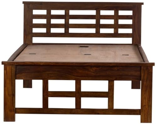 Image of AADITYA WOODS Solid Sheesham Wood Single Bed Cot Without Storage | Single Size Bed for Bedroom | Multipurpose Use Bed- Teak 5