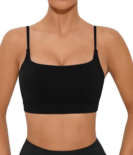 Image of Comper Sports Bra for Women Wirefree Racerback Workout Bras Sexy Thin Straps Yoga Sport Bras with Removable Pads