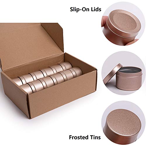 Liyar 2 Ounce Tins Aluminum Jars Metal Tins With Lids Candles Tin Cans Round Tins Jars Travel Tins Containers For Candles,Cosmetic,Tea,Balm & Gels(Frosted Gold) #TOP2