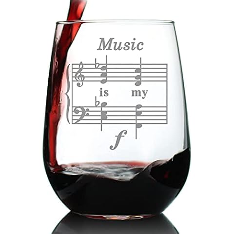 Music Is My Forte - Stemless Wine Glass - Funny Musician Gifts and Musical Accessories - Large 17 Oz Glasses Cover