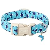 ARING PET Summer Dog Collar-Cute Blue Dog Collar for Small Dogs, Adjustable Cotton Whales Pet Collars Puppy Collar for Small Medium Large Dogs