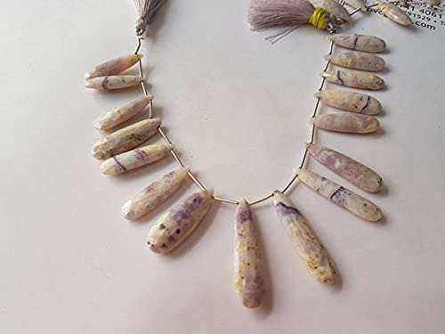 Opale violette facettée perles poire longue 8x29mm fil gemme naturel 8" - 2