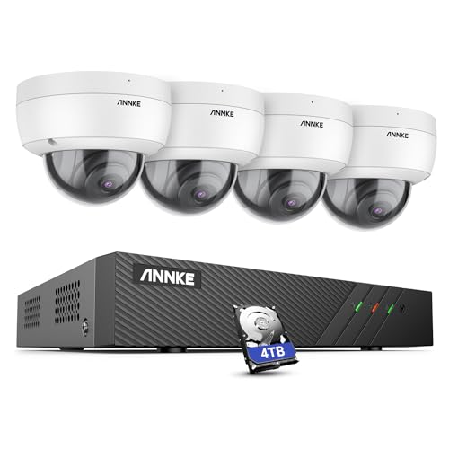 ANNKE H500 5MP PoE Home Security Camera System, H.265+ 6MP NVR for 24/7 Recording, 4pcs IP Dome Camera with Audio, Color Night Vision, Remote Access, Plug&Play, IP67 Waterproof, 4TB HDD