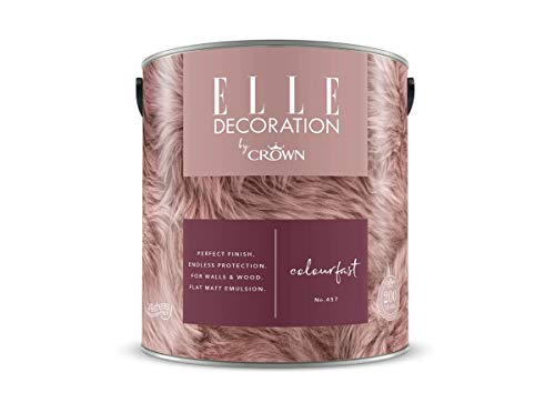 Crown ELLE DECORATION Colourfast No. 457, 2,5 L, extra-matte Premium Wandfarbe für Innen, für Wände und Holz, hohe Deckkraft, Innenfarbe,kräftiger Himbeerton