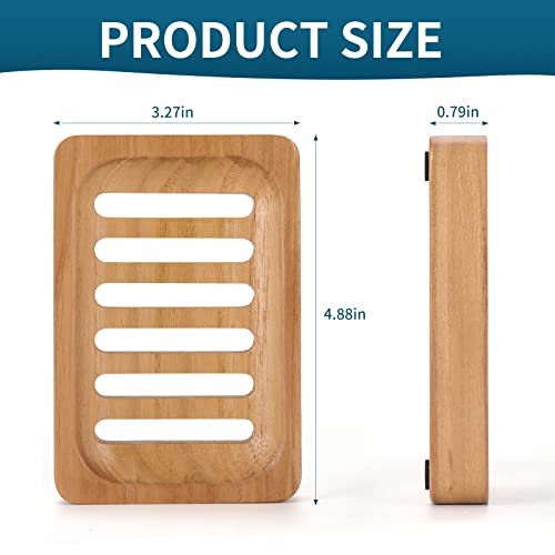 Debetool Teak Wood Soap Dish, 2 Pack Waterproof Self Draining Soap Dish - Natural Wooden Bar Soap Holder For Bathroom And Kitchen #TOP1
