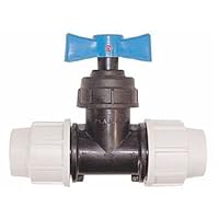 Plasson Ventil rechts Ø 25 mm, Polypropylen, Kompression, 2 Ports