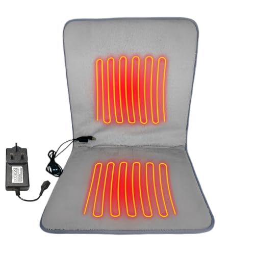 Heated Seat Cushion Afenau 17 * 35.5In Heated Chair Pad with 3 Temperatures Levels USB AC/DC Heated Chair Cover Fast Heating Heated Seat Pad for Office Chair and Home (Grey)
