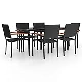 SKM 7-TLG. Garten-Essgruppe Schwarz Poly Rattan, Weight: 61.3 kg, 3156685