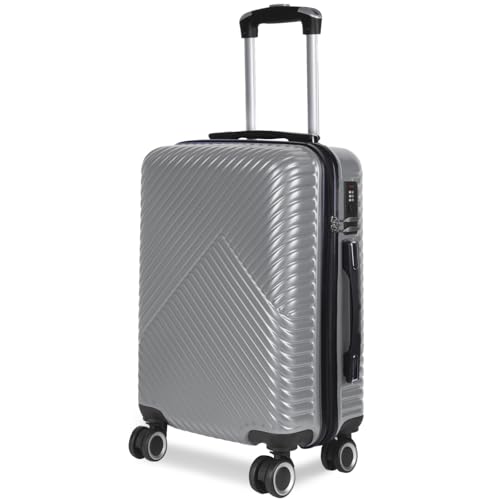 MERCURY TEXTIL - Maleta pequeña para Cabina rígida 4 Ruedas 360º Gira Equipaje de Mano (Cabina Gris)