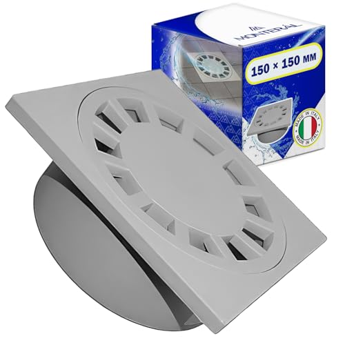 Piletta Doccia Pavimento 100 x 100 mm in Verticale con Griglia Quadra - Garanzia di 10 Anni - MADE IN ITALY - MONTERAL