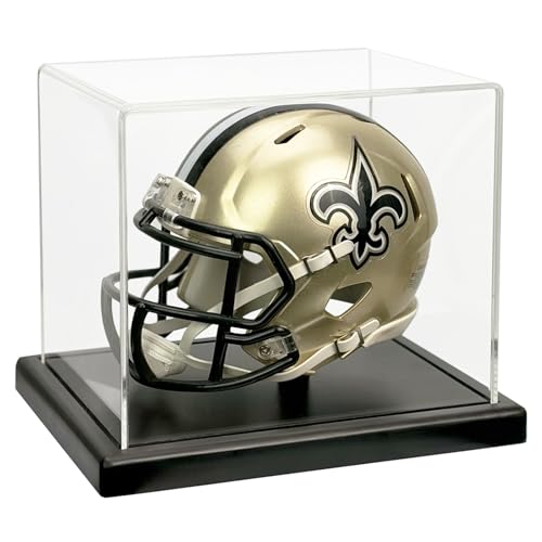 Mini Helmet Display Case with Solid Wood Base (Dark...