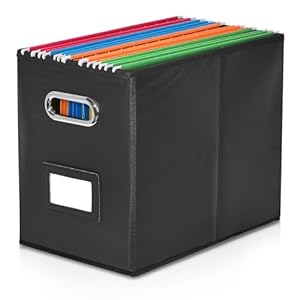 Umtiti Boîte de rangement de fichiers de format A4 (dossiers non inclus). Boîte de rangement durable sans couvercle à suspendre pour bureau/décoration/maison, noir, XS