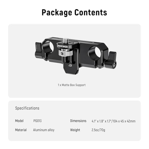 Image of NEEWER Matte Box Support, LWS 15mm Dual Rod Clamps with 1 /4 inch Screw & 0.9 inch /22mm Vertical Adjustment, Compatible with SmallRig NEEWER Mini Matte Boxes, PG013