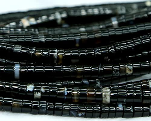Perles tubes agate noire naturelle 3x6mm en vrac pour loisirs créatifs DIY