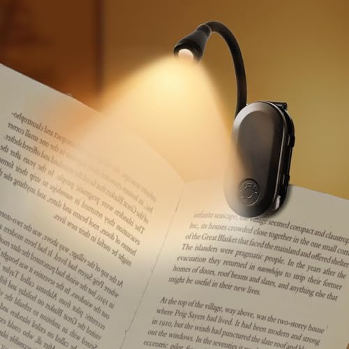 elzle Lampada da Lettura a Morsetto, Lampada Libro USB-C Ricaricabile con 3 Temperature di Colore (Bianco/Caldo/Naturale), Collo di Cigno Flessibile 360°, LED per Lettura, Studio, Lavoro