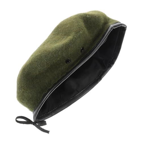 Ipetboom Retro Beret Hat Ladies Men's Warm Woolen Berets Classic French Style Vintage Cap for Cold Weather Olive Green