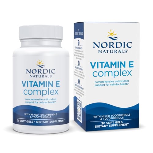 Nordic Naturals Vitamin E Complex, Unflavored - 30 Soft Gels - 6 Forms of Vitamin E for Antioxidant Support - Cellular Protection - Non-GMO - 30 Servings