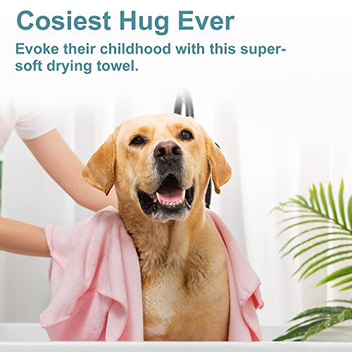 Winthome Hundehandtuch, hundehandtuch extra saugfähig, microfaser handtücher für Hunde Katzen, Großer Hunde Bademantel Schnelltrocknend Warm (77x97cm, Rosa)