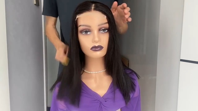 Amazon.com : ZBYXPP Straight Human Hair Wigs, Black 4X4 Closure HD