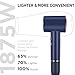 PARWIN PRO BEAUTY Air-Sonic Hair Dryer with Diffuser, HD-LED Display & 110, 000 RPM High Speed Ionic Blow Dryer, 1 1/4 Inch Left & Right Air Auto-Wrap Curlers, Prussian Blue Professional Version