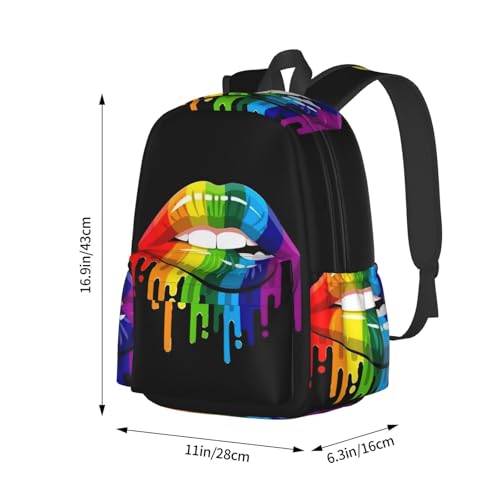 Lgbt Pride Rainbow Gay Lesbian Pride Lips Laptop Backpack Shoulder Bag Laptop Pack Travel Backpacks Commuter Back Pack Casual Daypack Bags With Side Pockets4
