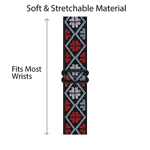 Image of Kapa Adjustable Stretchy Solo Loop Nylon Strap Band Compatible with Apple Watch Series 9 /8 /7 (41mm), SE2 /SE /6 /5 /4 (40mm), Series 3 /2 /1 (38mm), Design G