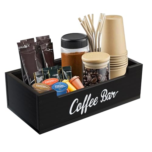 KISENG Coffee Pod Bar Station Wooden 13' X 7' X 4' Organizer Box for Countertop, Counter Top Tea...
