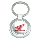 Honda Powersports Logo Keychain Classy Round Chrome Plated Metal