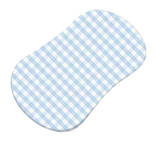 Image of SheetWorld Fitted 100% Cotton Jersey Bassinet Sheet Fits Halo Bassinet Swivel Sleeper 17 x 30, Blue Gingham, Made in USA