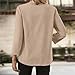 Linen Shirt Women Spring V Neck Collar 3/4 Sleeve Cotton Trendy Tops Casual Solid Boho Loose Vacation Flowy Clothing