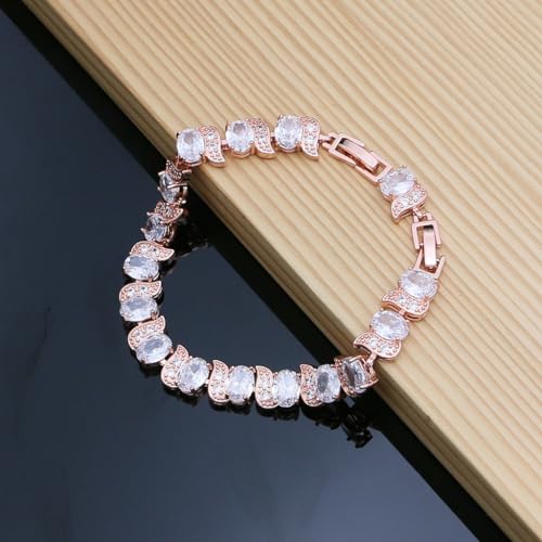 Image of LMXXVJ Fashion Tennis Bracelet Created Emerald White Gold Plated Charm Bracelet Gifts Jewelry for Women