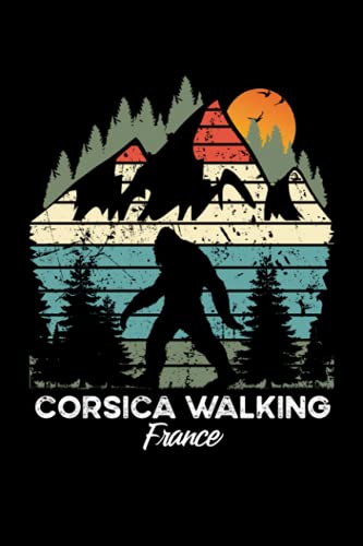 Corsica Walking France: 6x9, 120 pages, lined journal, gift for hiking fan or mountain climber, vintage retro mountain with bigfoot