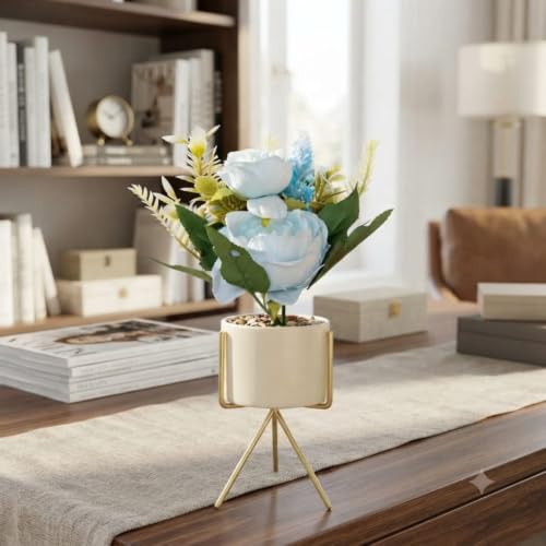 Image of Artificial Flower in Minimalist Metal Stand for Home Decor