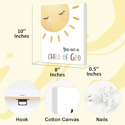 HPNIUB Kids Bible Verses Wall Decor,Inspirational Christian Wall Art,Rainbow Scripture Canvas Wall Art For Nursery Bedroom Classroom Sunday School Decor,Christian Gifts For kids(20x25cm) - Image 2