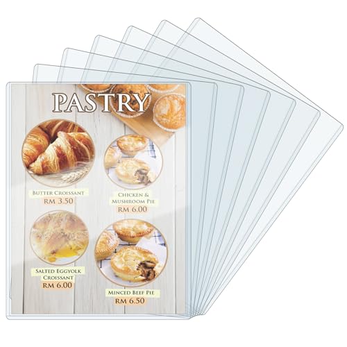 ELEMGULY 7 Pack 8.5 x 11'' Rigid Plastic Page Protectors, Clear Hard Sheet Sleeves for Document, Picture, Photo