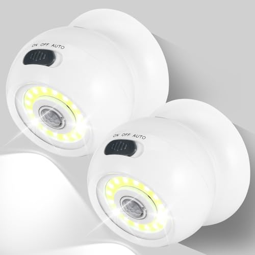 Luci per esterni con sensore di movimento, funzionamento a batteria, wireless, con sensore di movimento, luce di sicurezza, accensione e spegnimento automatico, per esterni, interni, portico, scale,