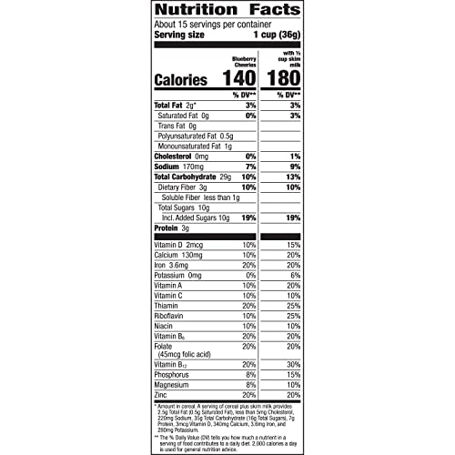 Image of Cheerios Blueberry Heart Healthy Cereal, Gluten Free Cereal With Whole Grain Oats, 19 OZ Family Size