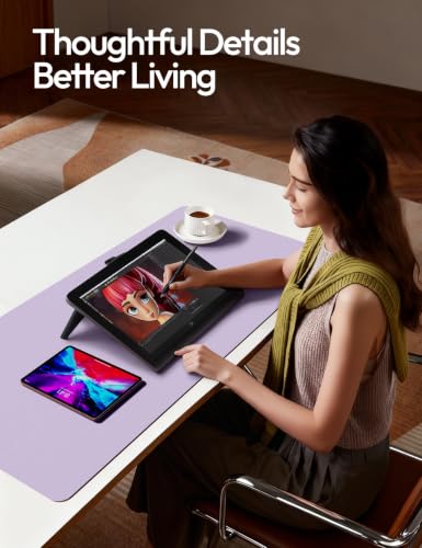 Image of YSAGi Leather Desk Protector, Office Mat, Large Mouse Mat, Non-Slip PU Leather Blotter, Laptop Desk Mat, Waterproof Writing Pad for Office and Home(Light Purple, 42 inch x 17.2 inch)