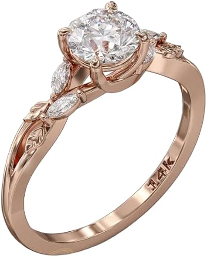 Miniatura 2 de Ssjewel Nature Inspire Leaf Solitaire Ring Cz Vine Engagement Rings For Women 14K Gold Plated 925 Sterling Silver Handmade Tree Branches Promise