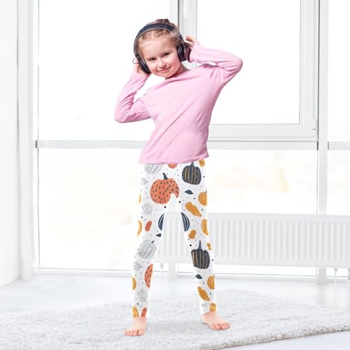 Thanksgiving Pumpkin Fruit Design Girls Leggings Soft Stretch Workout Yoga Dance Pants for Kids Casual Tights4