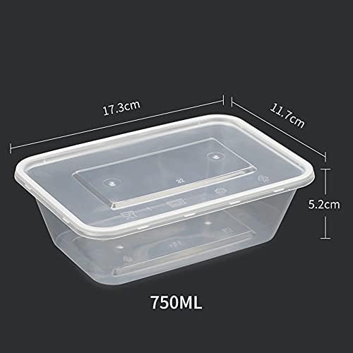 ZNWindsor, Pack of 10 - 750ml Plastic Food Containers with Lids, Takeaway Plastic Containers with lids, Ideal for Meal Prep, Freezer Storage and Microwave Use ( 750ml - 17.3x11.7x5.2 cm)