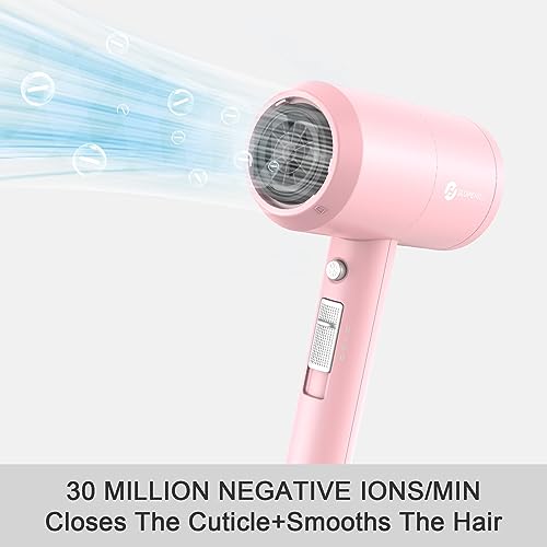 Image of slopehill Professional Ionic Hair Dryer, Powerful 1800W Fast Drying Low Noise Blow Dryer with 2 Concentrator Nozzle 1 Diffuser Attachments for Home Salon Travel (Pink)