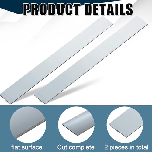 Image of Yaocom 2 Pcs 304 Stainless Steel Flat Bar, 1 /8 inch Thickness, 2 inch Width, 36 inch Length 2B Finishing Trim Strips Sheet for DIY Craft Making