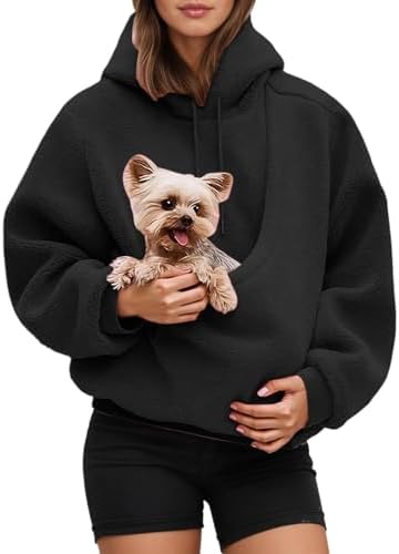 Cat Pouch Hoodie For Women Kangaroo Pocket Dog Pouch Sweatshirts Pet Carrier Animal Holder Long Sleeve Pullover Hoodie