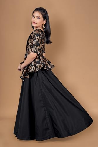 Image of Fashion Dream Girls Silk Blend Floral Printed Dress|Fancy Western Party Gown|Kids Ethnic Dress